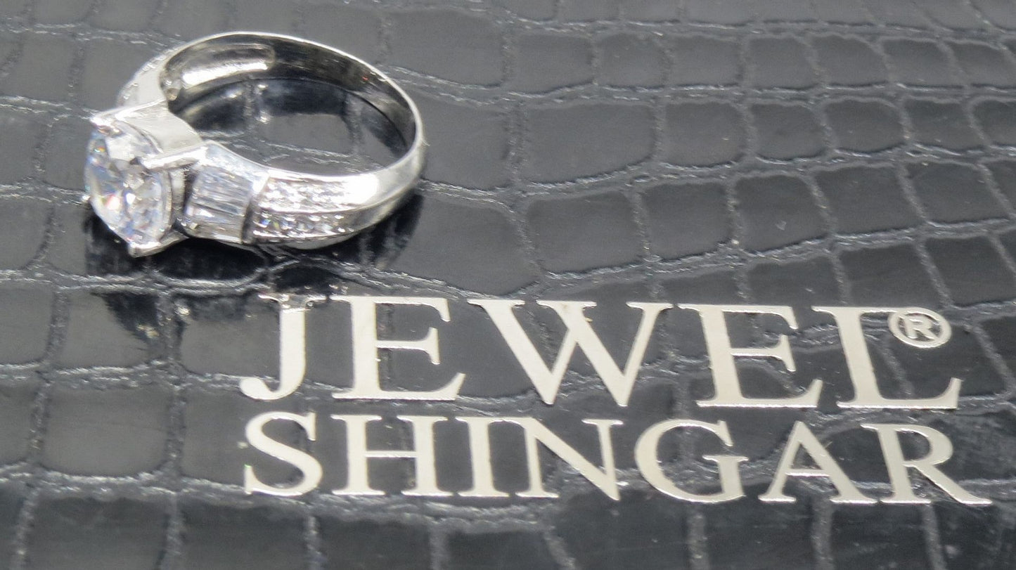 Jewelshingar Jewellery American Diamond Clear Colour Size 17 Silver Plated  Ring For Girls ( 93362RIN )