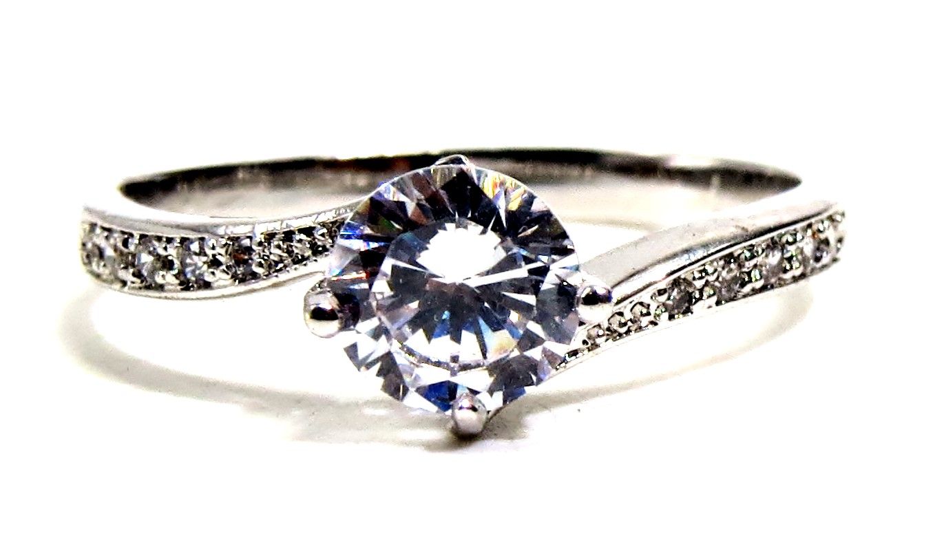 Jewelshingar Jewellery American Diamond Clear Colour Size 18 Silver Plated  Ring For Girls ( 93439RIN )