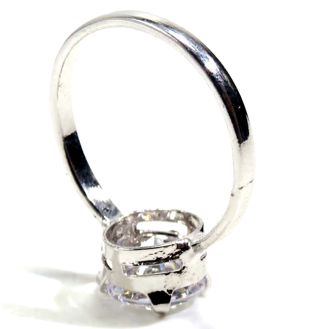 Jewelshingar Jewellery American Diamond Clear Colour Size 16 Silver Plated  Ring For Girls ( 93449RIN )