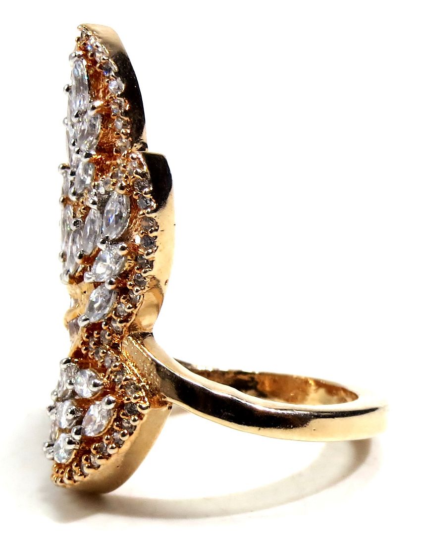 Jewelshingar Jewellery American Diamond Clear Colour Size 17 Gold Plated  Ring For Girls ( 93706FSR )