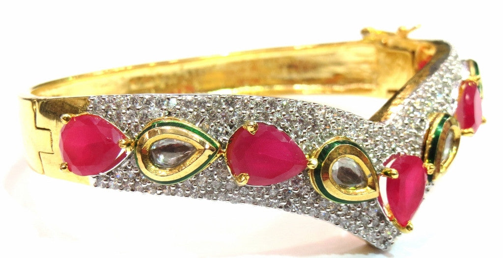 Jewelshingar  Bracelet bangle Cuff For women Jewellery ( 9522-bcad-ruby ) - JEWELSHINGAR