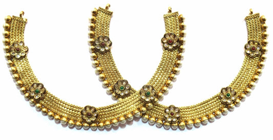 Jewelshingar Antique Gold Plated Payal / Pajeb / Anklet For Women Jewellery ( 9740-payal ) - JEWELSHINGAR