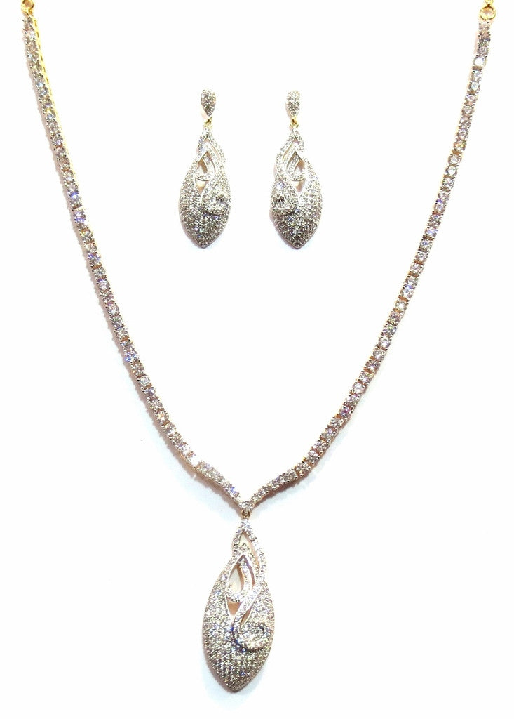 Jewelshingar American Diamond Necklace Set For Women ( 9781-nad-plain ) - JEWELSHINGAR