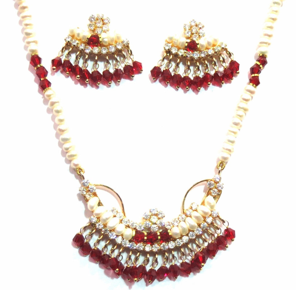 Jewelshingar Ruby Emerald Jadau Necklace Set For Women Jewellery ( 9814-jadau-ps ) - JEWELSHINGAR