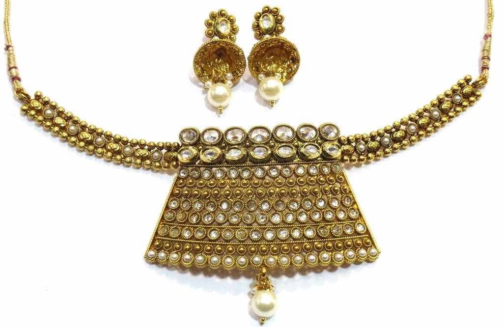 Jewelshingar Antique Gold Plated Necklace Set For Women Jewellery ( 9857-as ) - JEWELSHINGAR