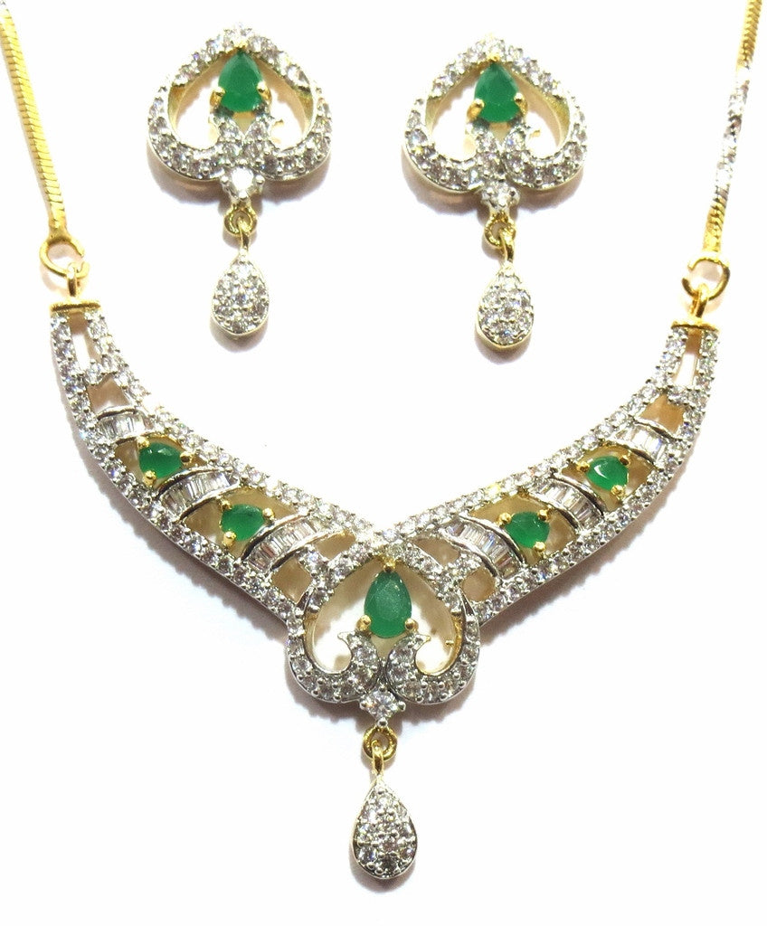 Shingar Jewelry Ksvk Jewels Cubic Zirconia Jewellery ( 9942-psad-green ) - JEWELSHINGAR