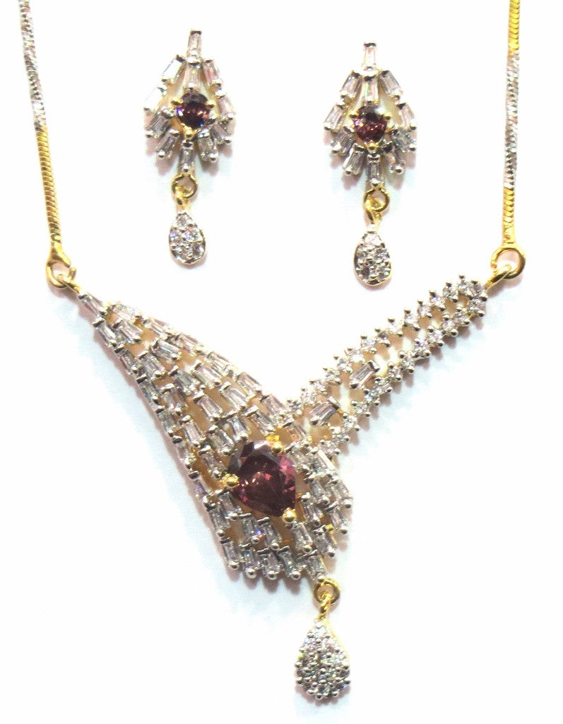 Shingar Jewelry Ksvk Jewels Cubic Zirconia Jewellery ( 9960-psad-wine ) - JEWELSHINGAR