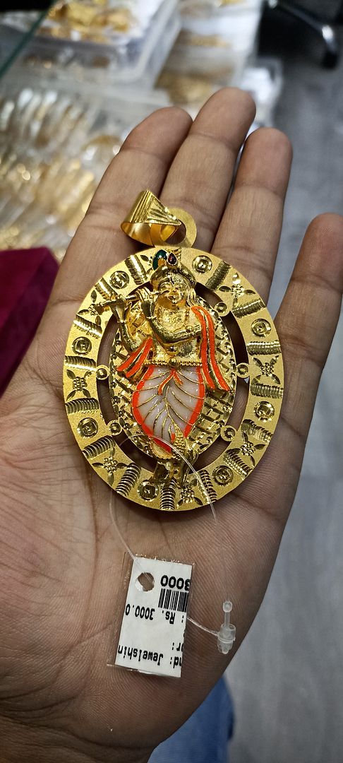 GOLD FORMING 3 INCH KRISHNA PENDANT BY CHOKERSET P7654415