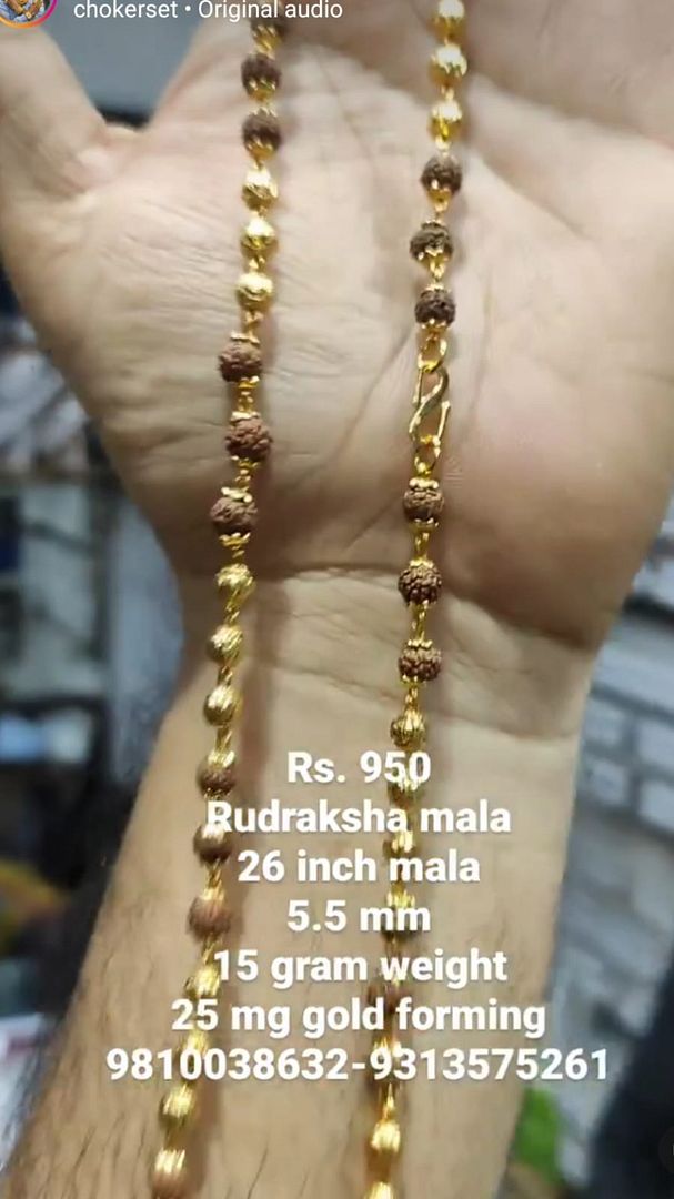 Gold Forming 25 Mg 26 Inch 5.5 mm 15 Gram Rudrakhsha Chain By Chokerset CHWA0054