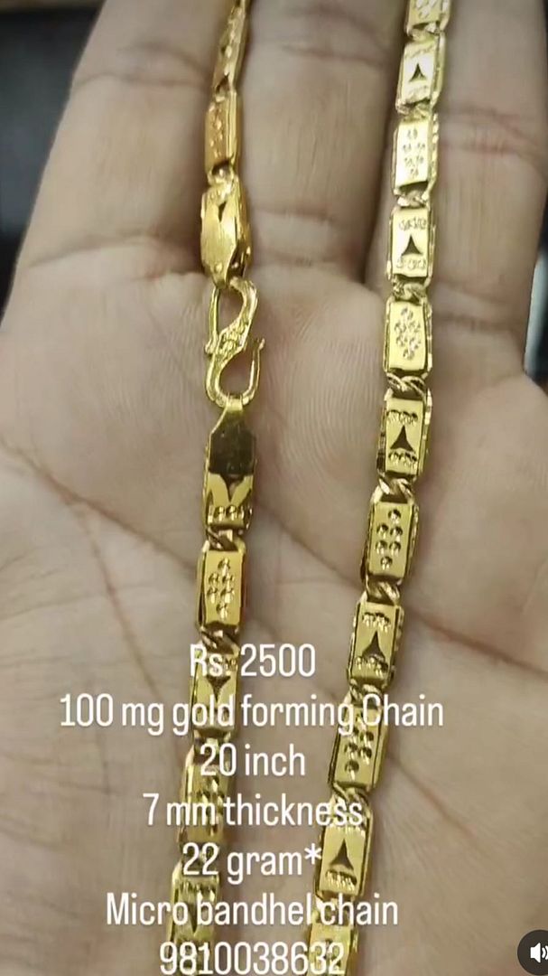 Gold Forming 100 Mg 20 Inch 7 mm 22 Gram Nawabi Biscuit Chain By Chokerset CHWA0082
