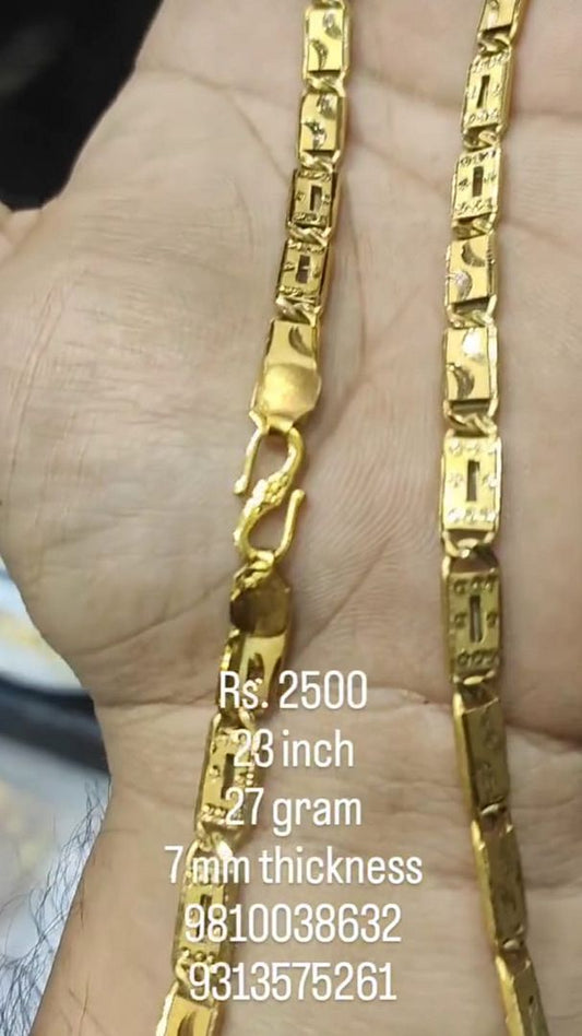 Gold Forming 100 Mg 23 Inch 7 mm 27 Gram Nawabi Biscuit Chain By Chokerset CHWA0092