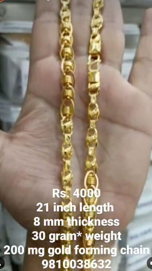 Gold Forming 200 Mg 21 Inch 8 mm 30 Gram Cylindrical Chain By Chokerset CHWA0099