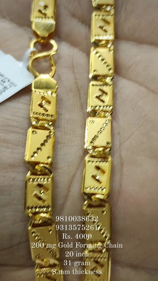 Gold Forming 200 Mg 20 Inch 8 mm 31 Gram Nawabi Biscuit Chain By Chokerset CHWA0112