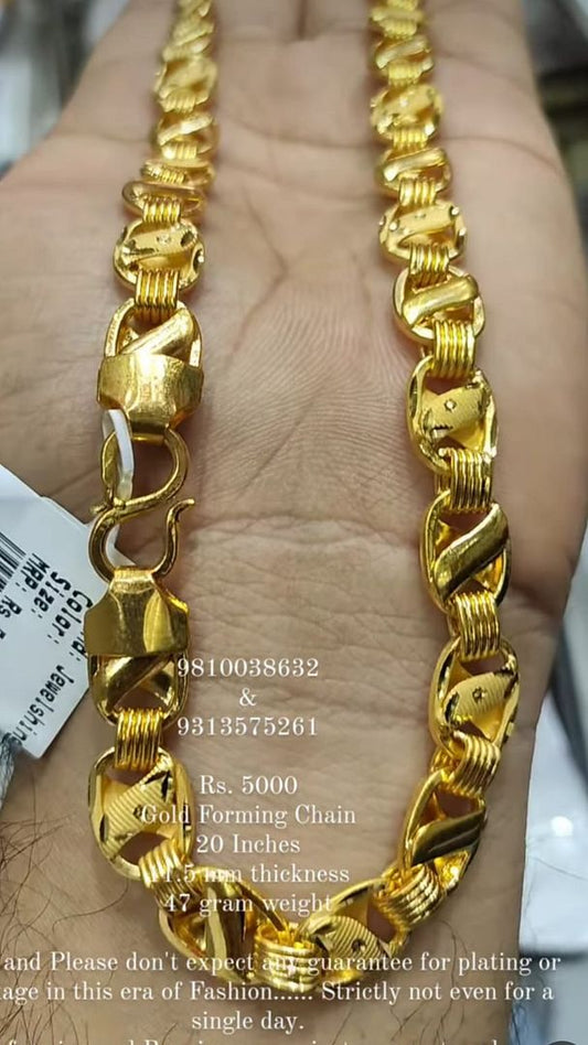 Gold Forming 200 Mg 20 Inch 11.5 mm 47 Gram Nawabi Biscuit Chain By Chokerset CHWA0115