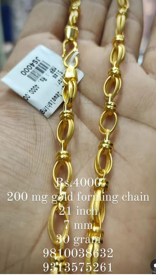 Gold Forming 200 Mg 21 Inch 7 mm 30 Gram Kunda Chain By Chokerset CHWA0118
