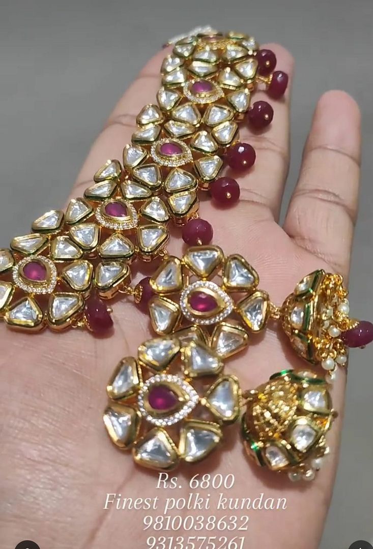 Kundan Necklace In Ruby Colour And Gold Plating By Chokerset NKWA0063