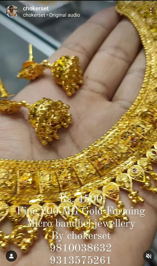 Gold Forming Necklace In Gold Colour And Gold Plating By Chokerset NKWA0241