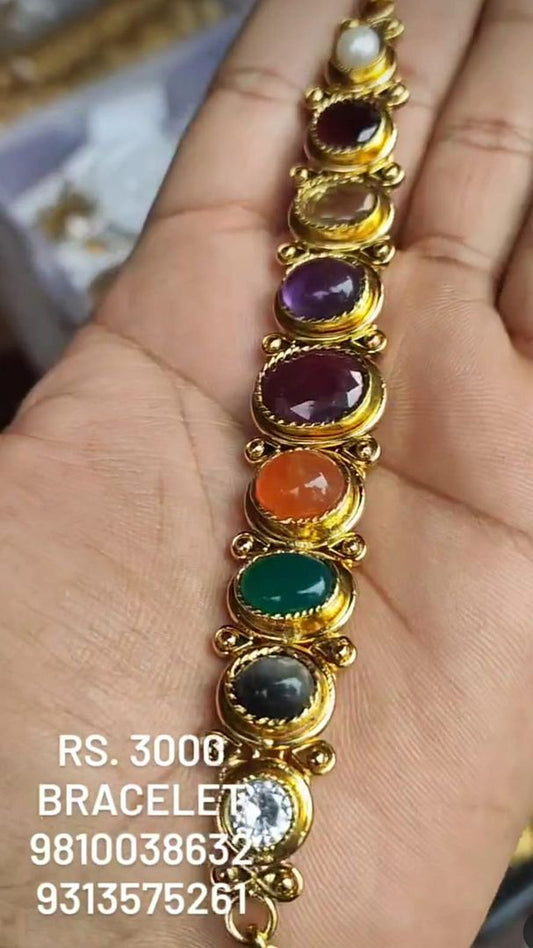 Jadau Bracelet In Multi Colour Gold Plating By Chokerset JDWA0103