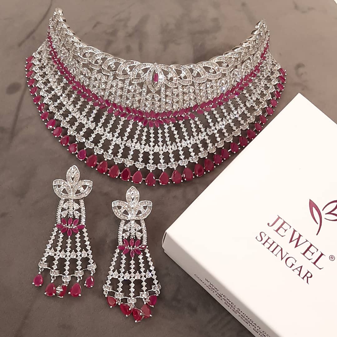 Jewelshingar Diamond look Fine Choker set