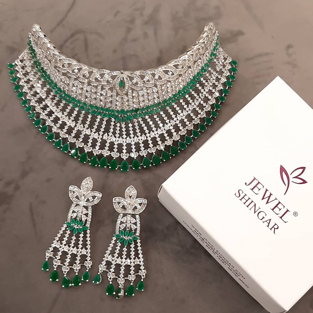 Jewelshingar Diamond look Fine Choker set