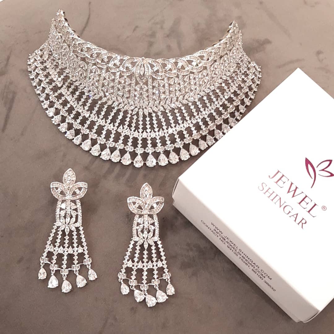 Jewelshingar Diamond look Fine Choker set