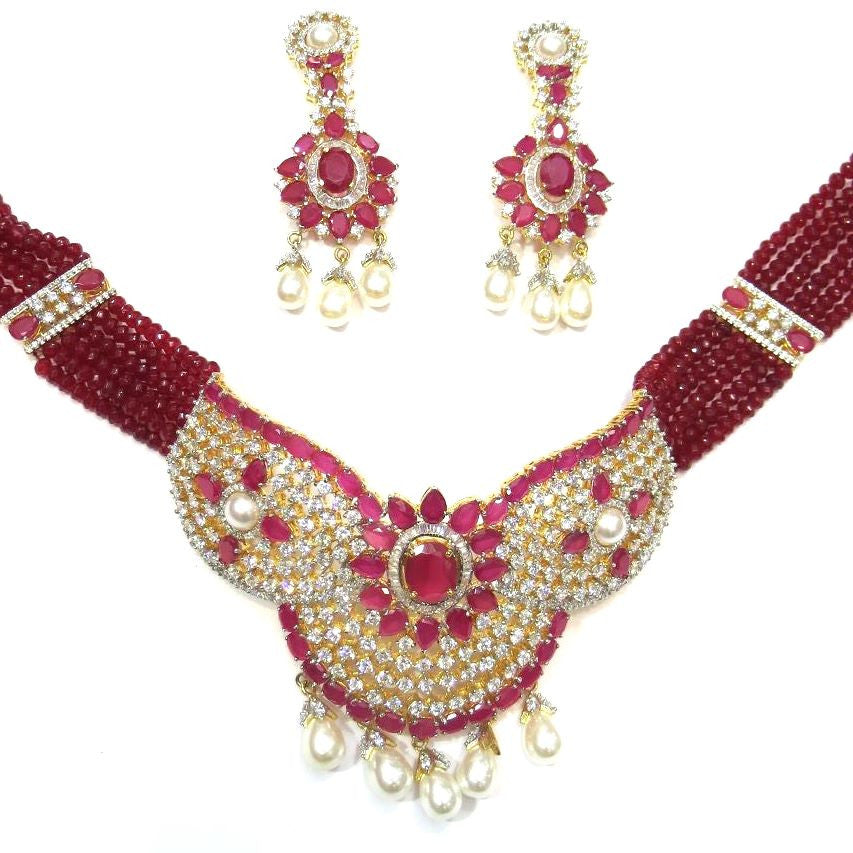 Jewelshingar String Necklace Set For Women Jewellery ( 5060-sms-ruby ) - JEWELSHINGAR