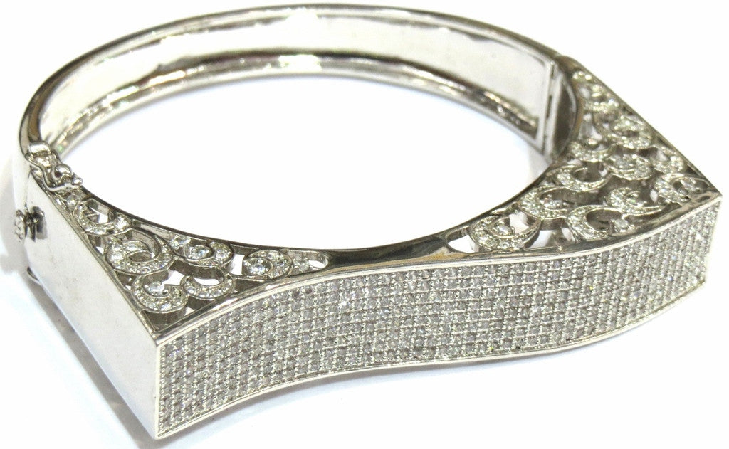 Jewelshingar  Bracelet bangle Cuff For women Jewellery ( 7627-bcad-clear-rhodium-plated ) - JEWELSHINGAR