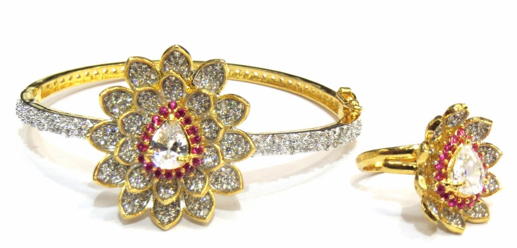 Jewelshingar  Bracelet bangle Cuff For women Jewellery ( 7667-bcad-ruby ) - JEWELSHINGAR