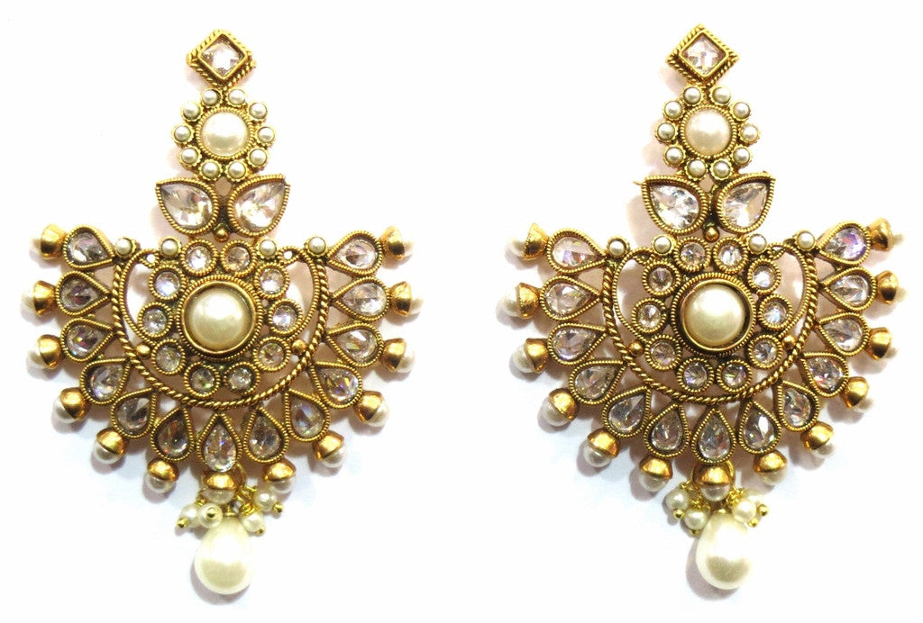 Jewelshingar Antique Polki Earrings danglers For Women Jewellery ( 9455-pe-red ) - JEWELSHINGAR