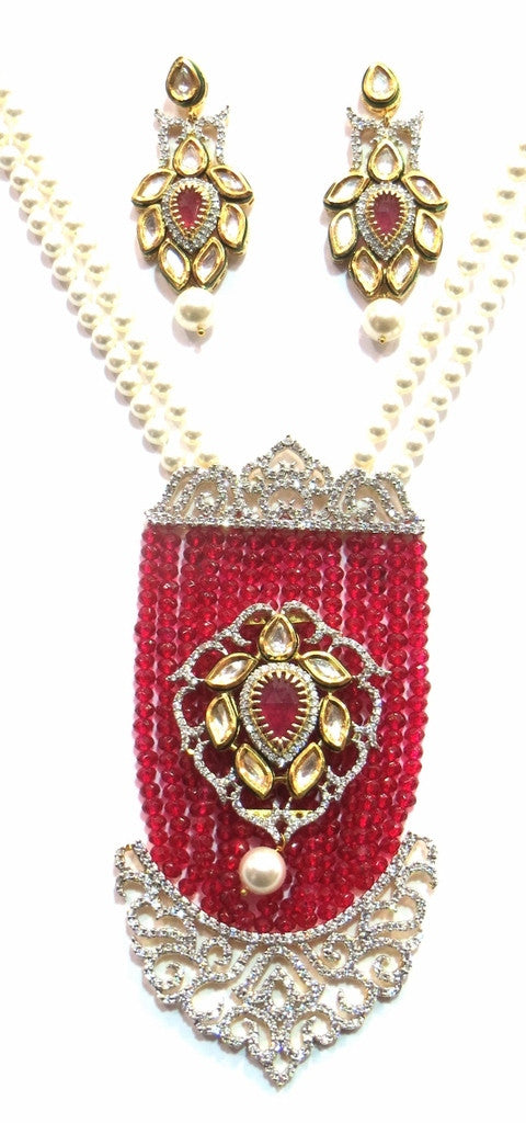 Jewelshingar String Necklace Set For Women Jewellery ( 9687-sms-ruby ) - JEWELSHINGAR